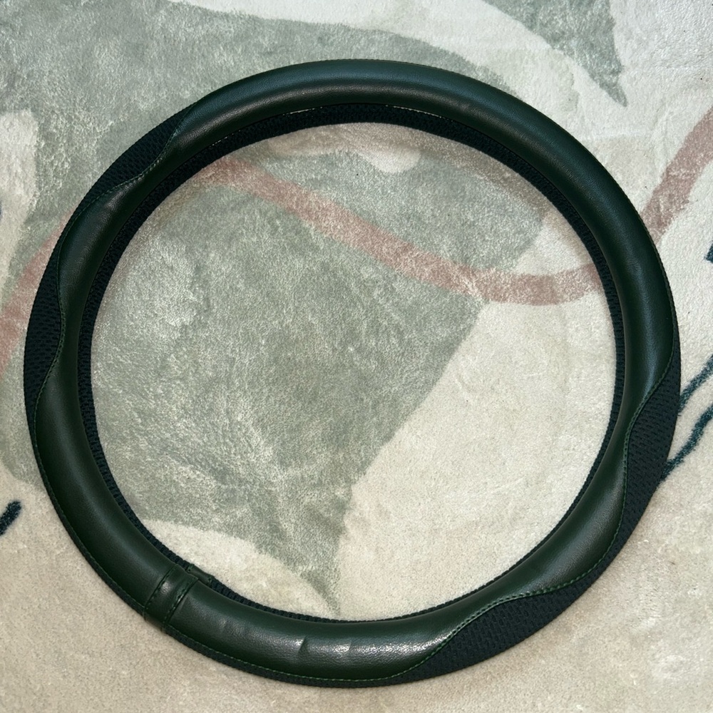 Green Leather Steering Wheel Cover